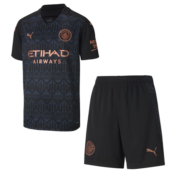 Camiseta Manchester City Segunda Equipación Niños 2020-2021 Negro